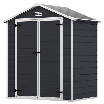 6 ft x 4 ft/6 ft x 8 ft/8 ft x 6 ft/8 ft x 10 ft All-Weather Resin Outdoor Plastic Storage Shed w/Floor, Spire Tool Shed