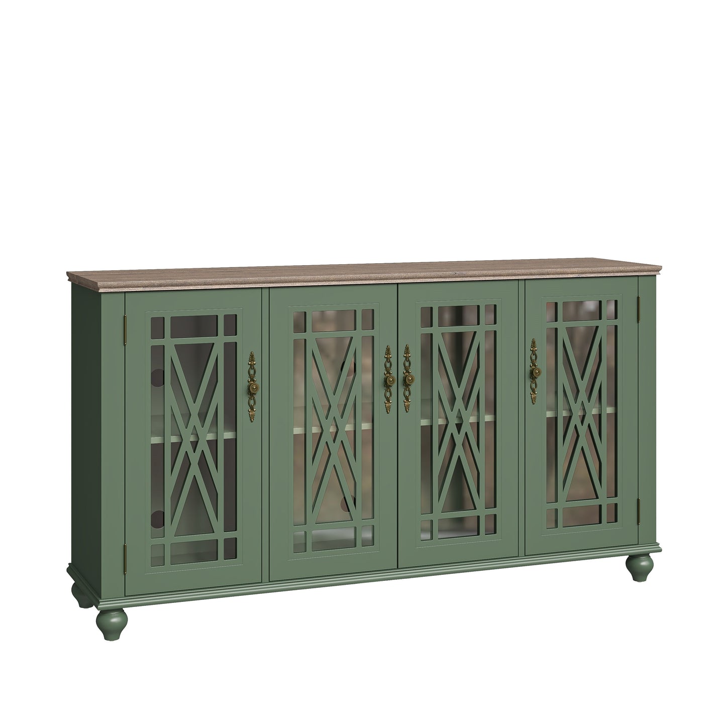 63 Vintage Style Wood Kitchen Accent Buffet Sideboard Cabinet - 63 in Width