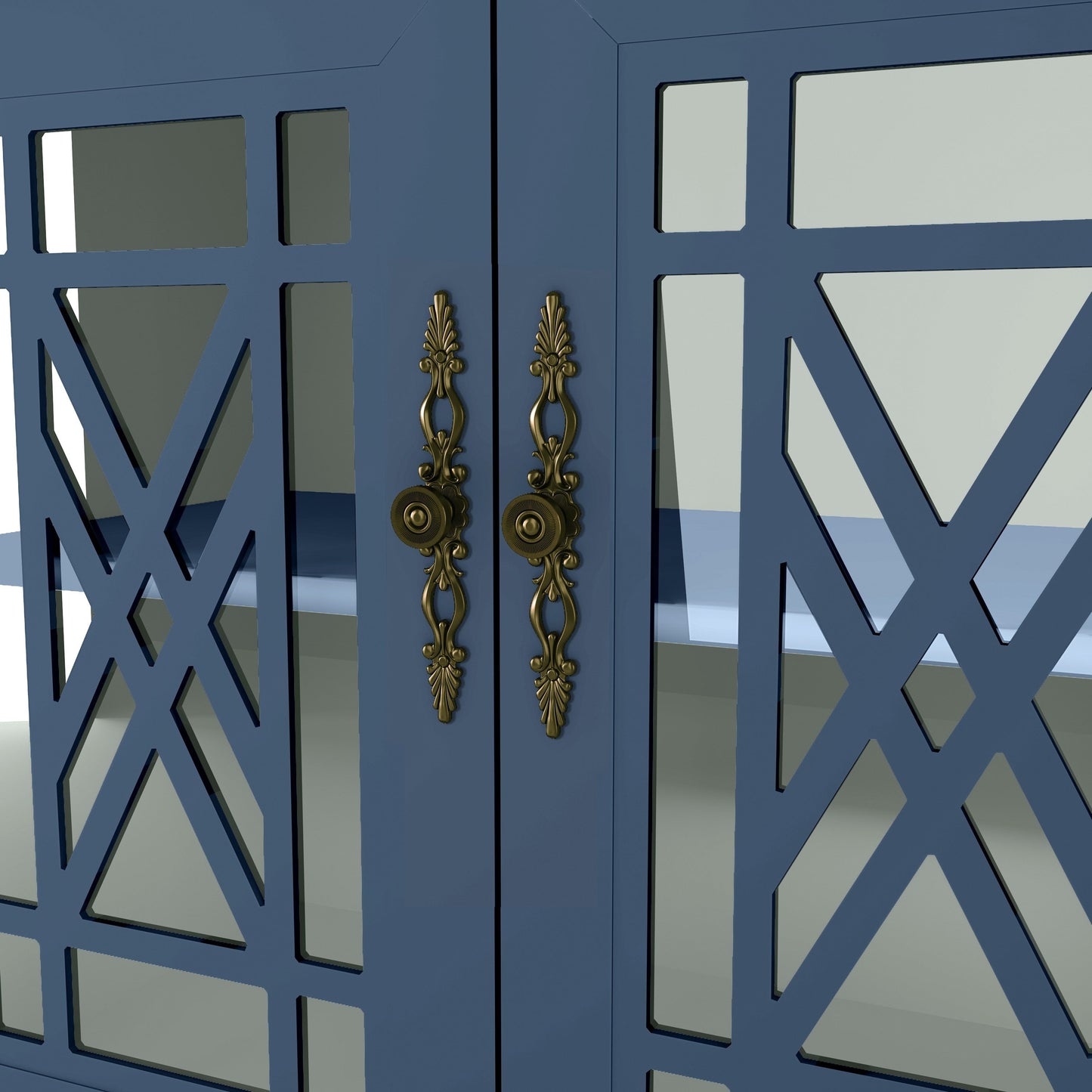 63 Vintage Style Wood Kitchen Accent Buffet Sideboard Cabinet - 63 in Width