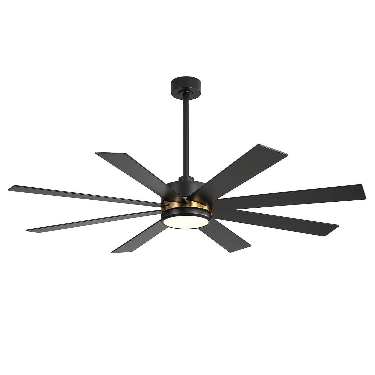 65 Inch 8-Blade Black LED Ceiling Fan with Light and Remote