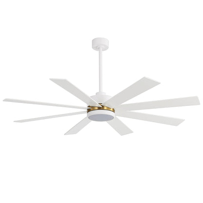 65 Inch 8-Blade Black LED Ceiling Fan with Light and Remote