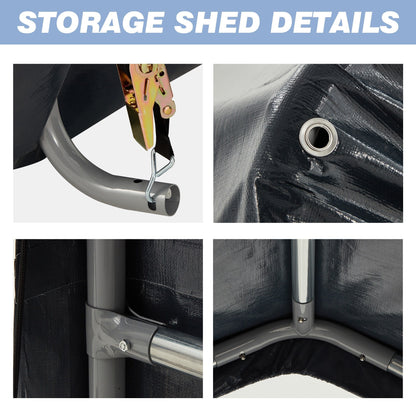 Outdoor Storage Shed and Carport Canopy: Portable Shelter for Bikes, Motorcycles, and Garden Storage