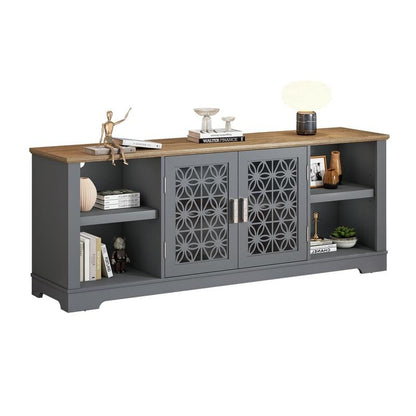 70 in. Rustic Decorative Floral Door TV Stand for up to 80 TVs