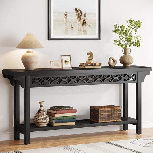 70.8 Inch Farmhouse Solid Wood Long Console Table Sofa Table