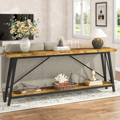 70.9 Inch Extra Long Sofa Table, Industrial Entry Console Table