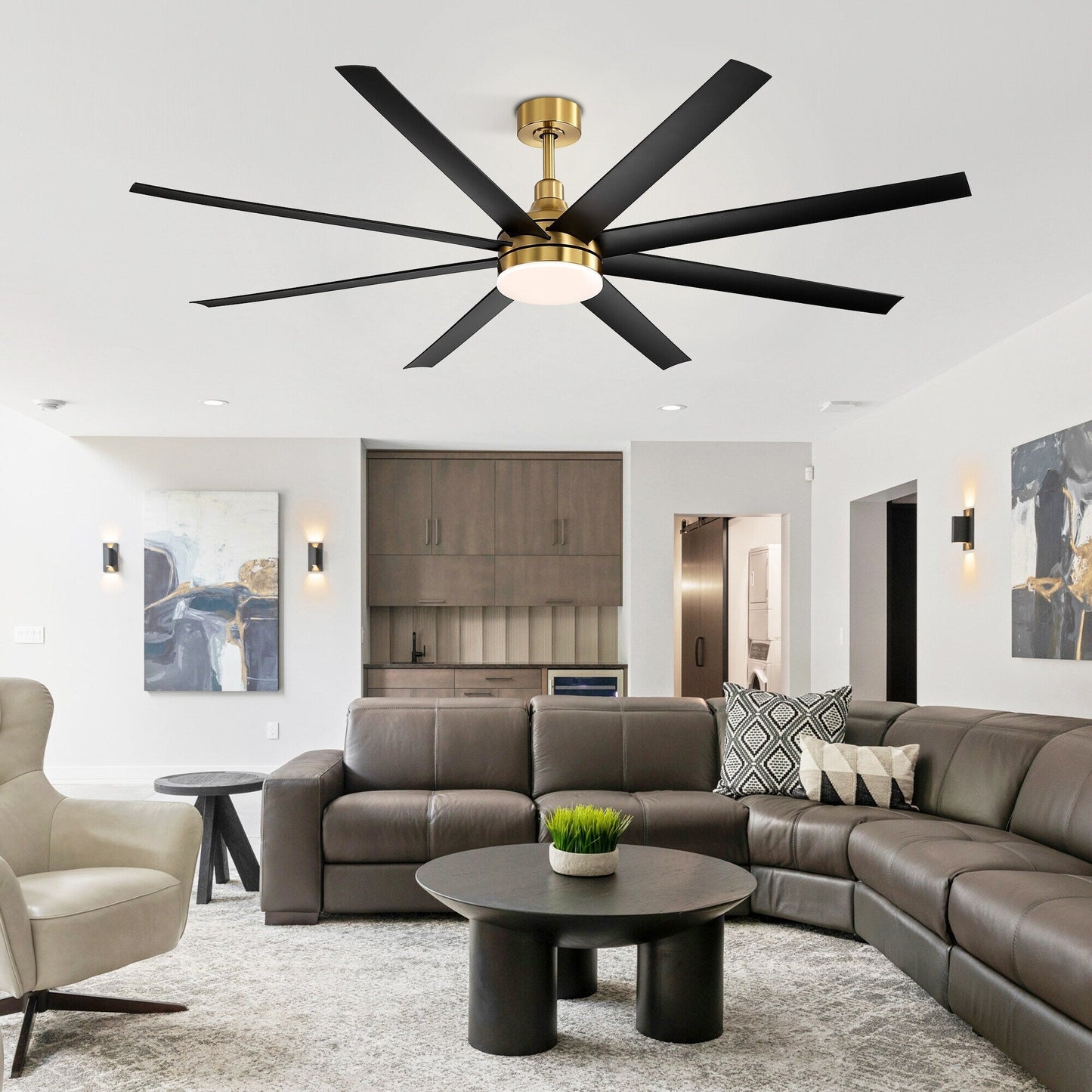 72 Large Ceiling Fans with LED Light Remote Control-8 Blade - 72 Inch