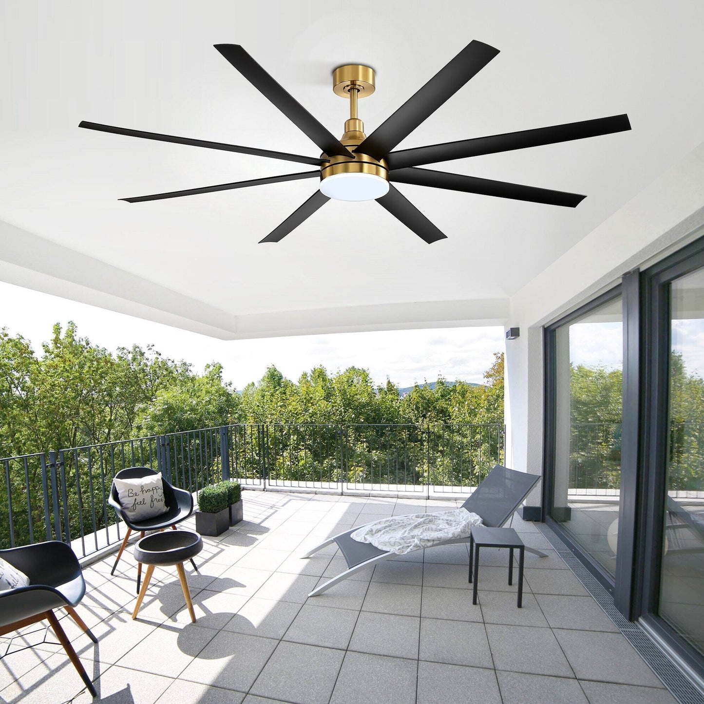 72 Large Ceiling Fans with LED Light Remote Control-8 Blade - 72 Inch
