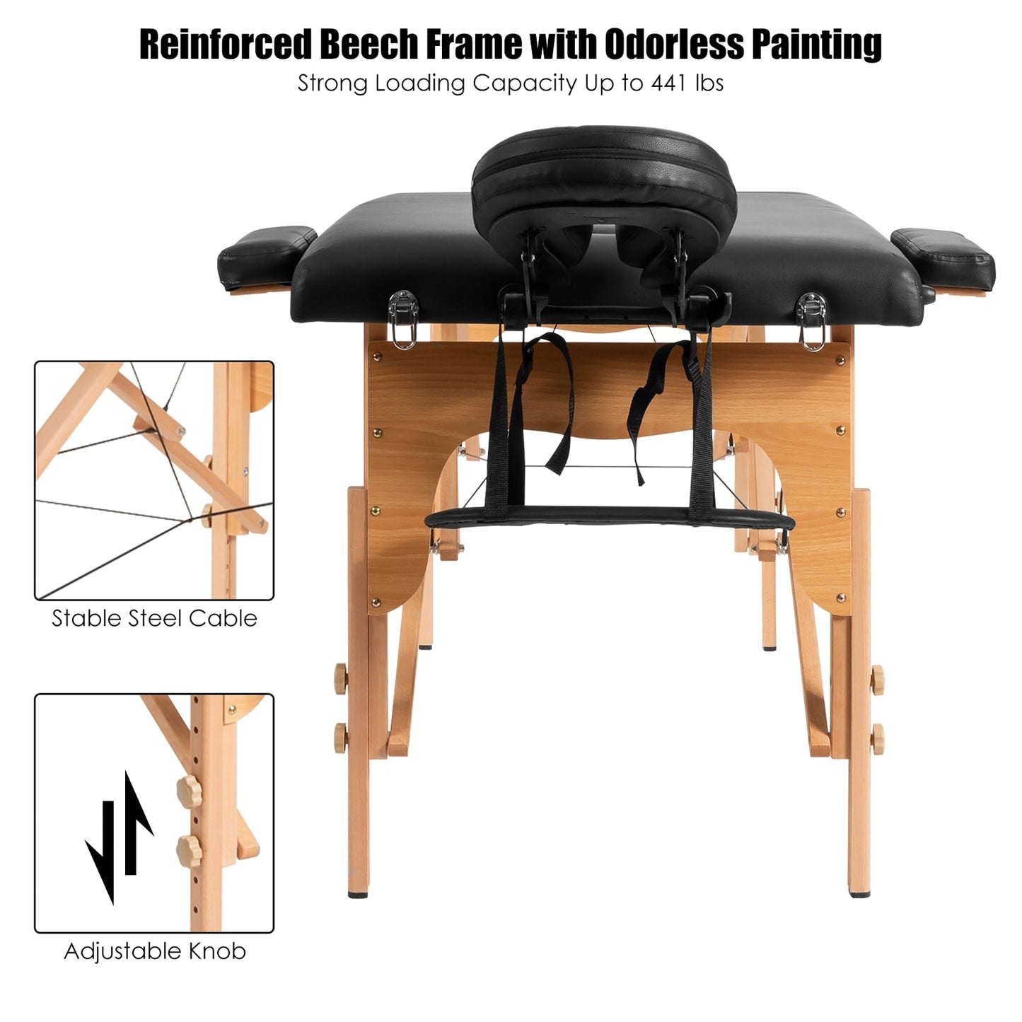 84''L Portable Massage Table Adjustable Facial Spa Bed Tattoo w/ Carry