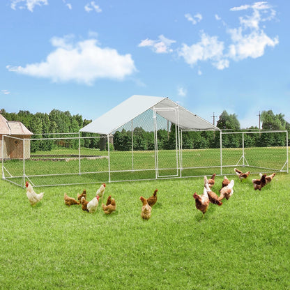 AECOJOY Large Metal Chicken Coop Run Walk-in Metal Chicken Cage