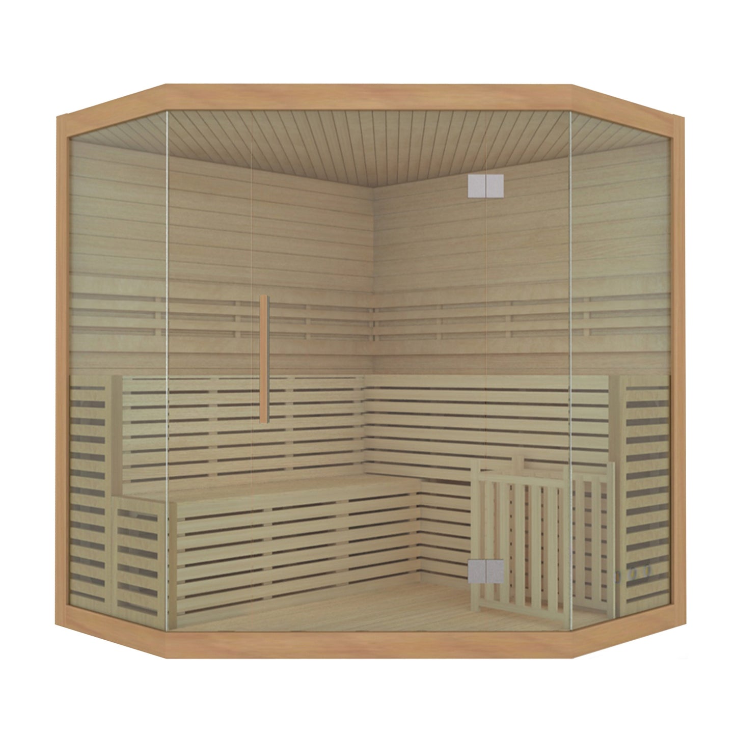 ALEKO 5-6 Person Wood Indoor Wet Dry Sauna with Electrical Heater - 75 x 75 x 83 inches