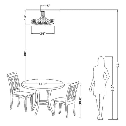 Elvira 8-Light Wagon Wheel Crystal Semi-Flush Mount