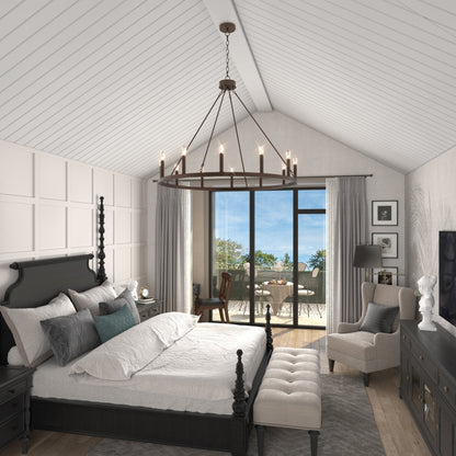 Acroma 12-light Farmhouse 40In Wagon Wheel Chandelier with UL - 40'' D x 138'' H