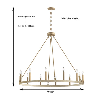 Acroma 12-light Farmhouse 40In Wagon Wheel Chandelier with UL - 40'' D x 138'' H