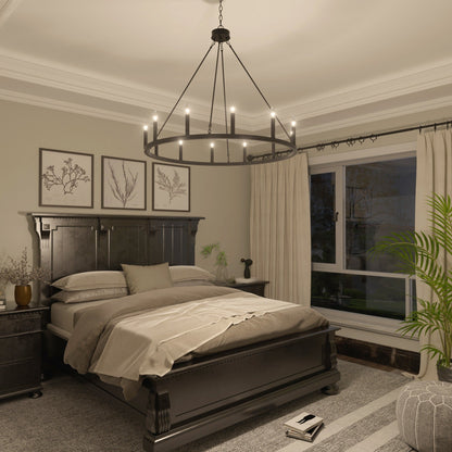 Acroma 12-light Farmhouse 40In Wagon Wheel Chandelier with UL - 40'' D x 138'' H