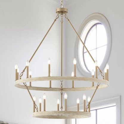 Acroma 20-light Modern Farmhouse 40In Round Wagon Wheel Chandelier with UL