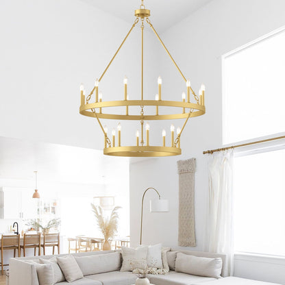 Acroma 20-light Modern Farmhouse 40In Round Wagon Wheel Chandelier with UL