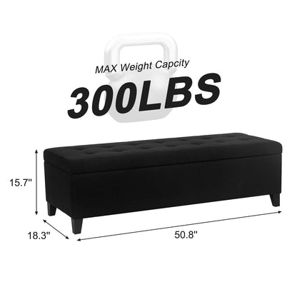 Adeco 50 Bonded Leather Storage Ottoman Bench