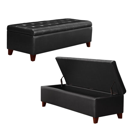 Adeco 50 Bonded Leather Storage Ottoman Bench