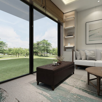 Adeco 50 Bonded Leather Storage Ottoman Bench