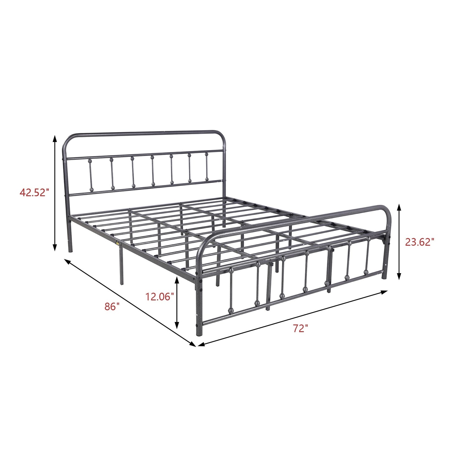 Alazyhome Simple Vintage Metal Platform Bed Frame, Easy-Assembly