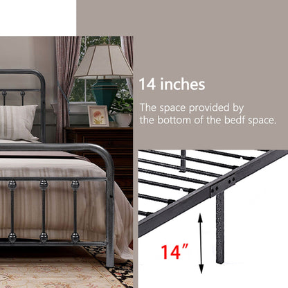 Alazyhome Simple Vintage Metal Platform Bed Frame, Easy-Assembly
