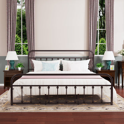 Alazyhome Simple Vintage Metal Platform Bed Frame, Easy-Assembly