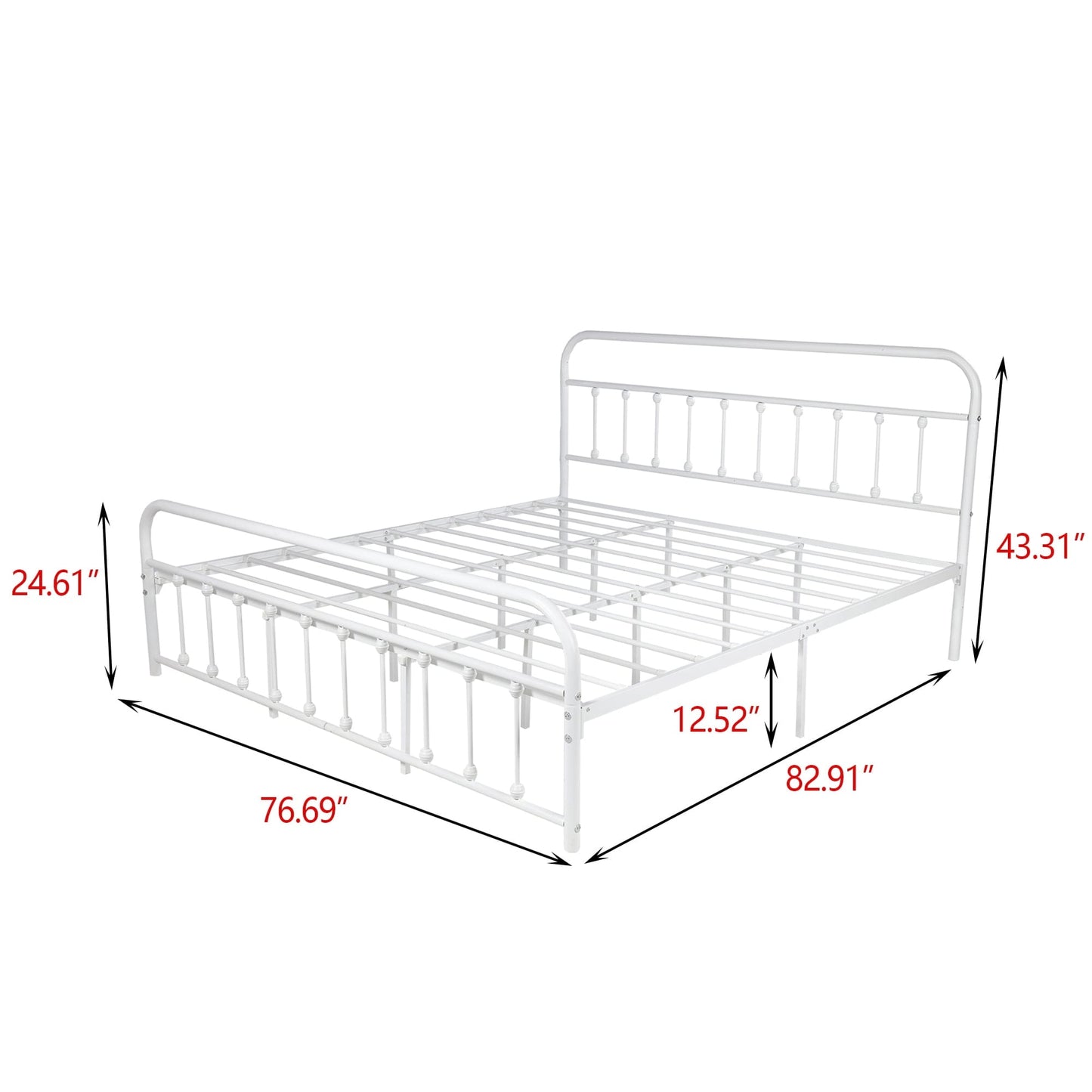 Alazyhome Simple Vintage Metal Platform Bed Frame, Easy-Assembly