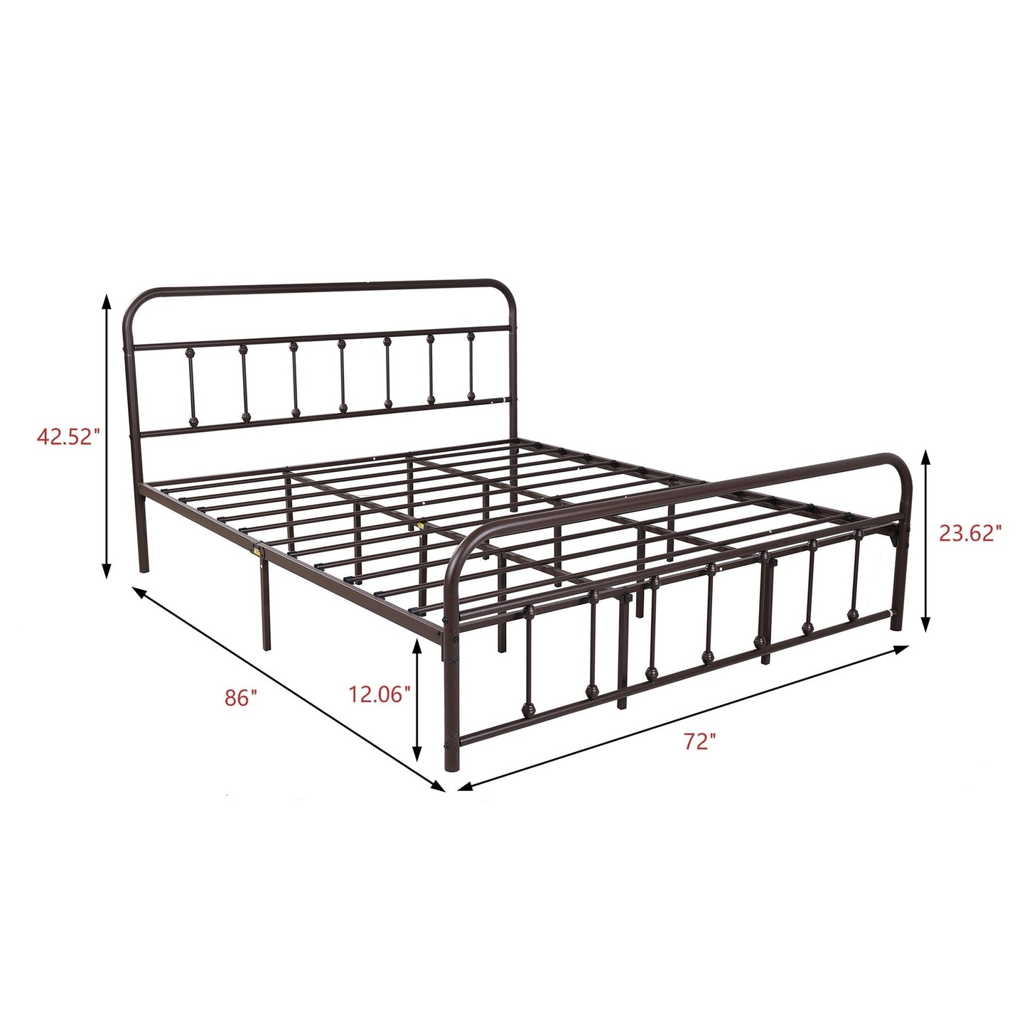 Alazyhome Simple Vintage Metal Platform Bed Frame, Easy-Assembly