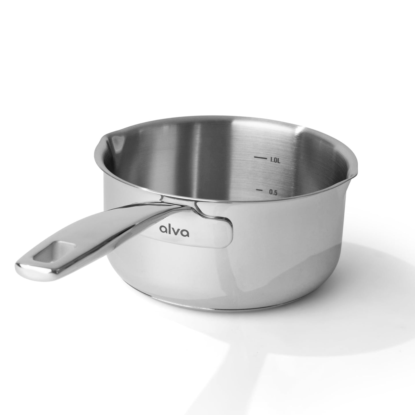 Alva Maestro Stainless Steel Saucepan with Lid 2 Qt. Pot with Pouring Spout - 6.3