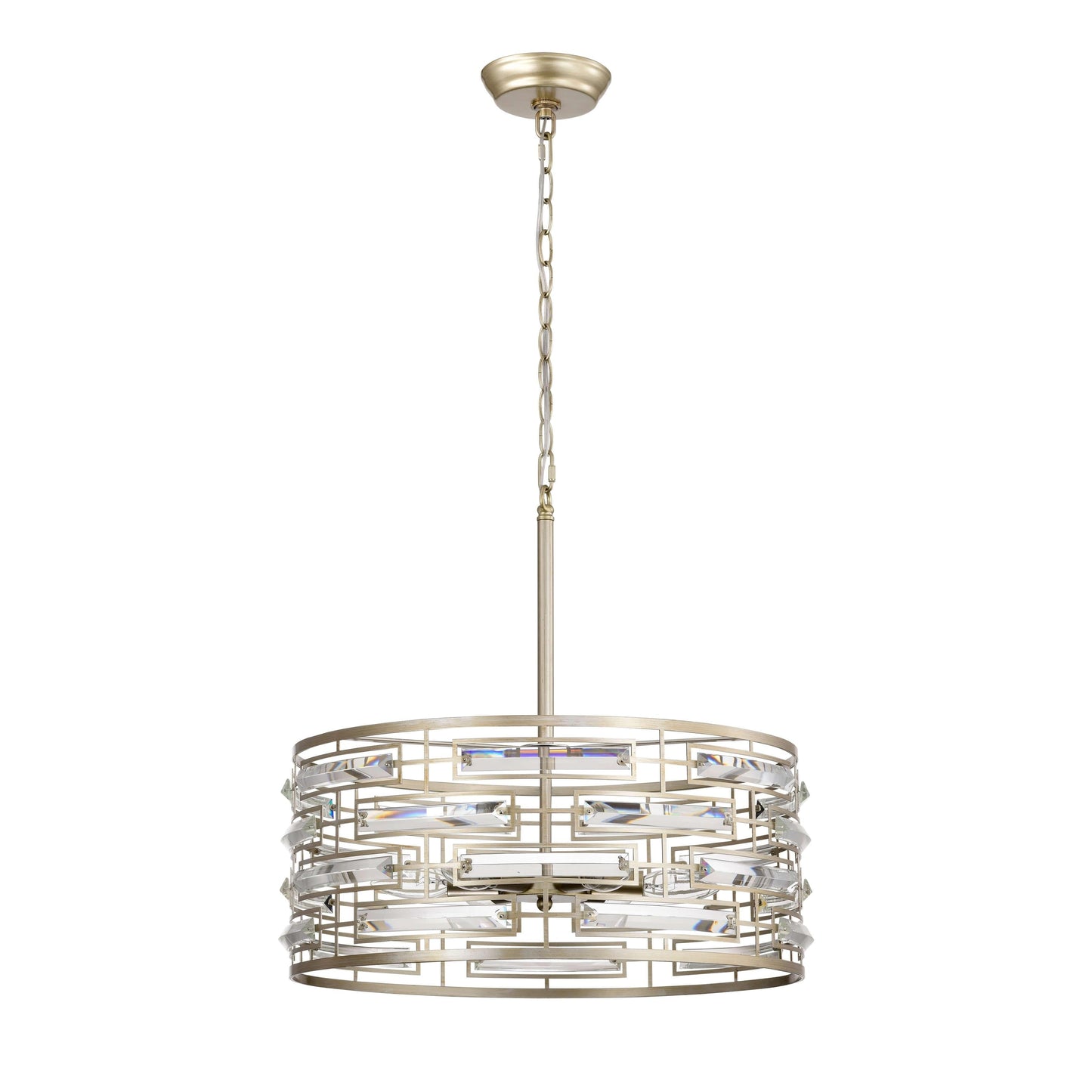Anita Drum Shade Chandelier with Clear Glass Prism