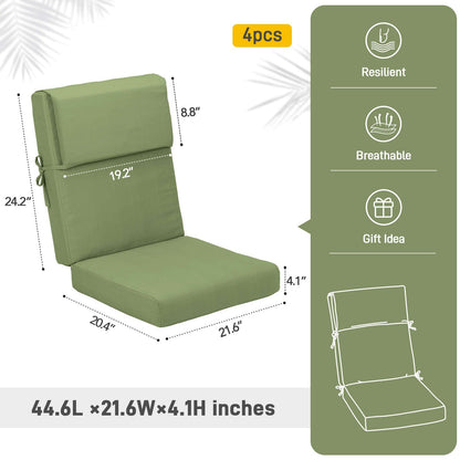 Aoodor Patio High Back Chair Cushions Set of 4, 46x21x4 Inches(Only Cushions)