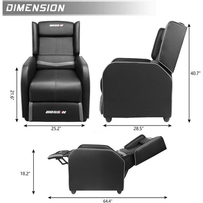 BOSSIN PU Leather Ergonomic Gaming Single Recliner Seating Sofa for Living Room