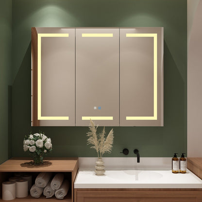 Bathroom Medicine Cabinet LED Mirror Anti-Fog 6000K Wall Cabinet White