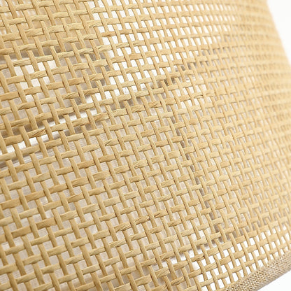 Bayou 5-Light Black Coastal Drum Chandelier with Double Rattan Shade - 24''W