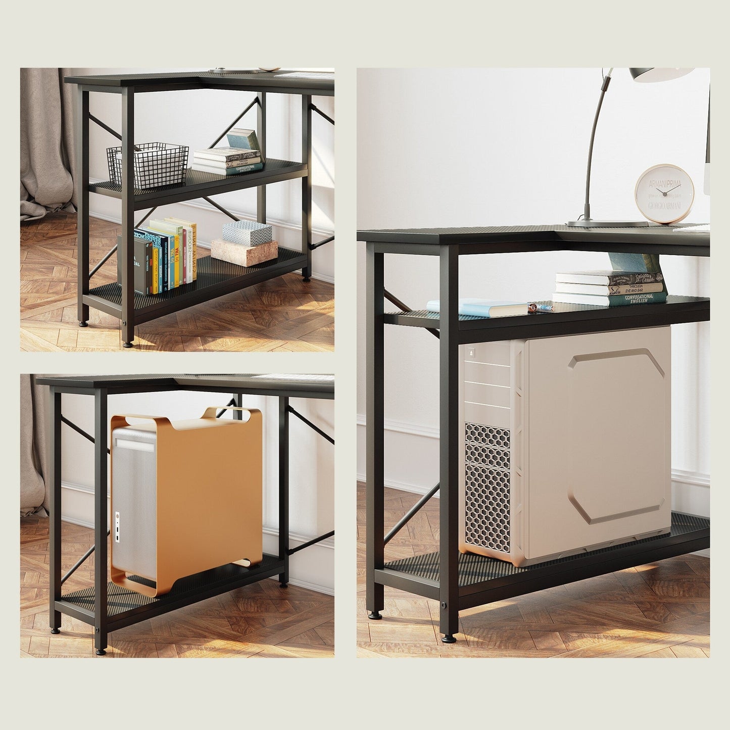 Small L Shaped Desk with Storage Shelves Corner Computer Desk