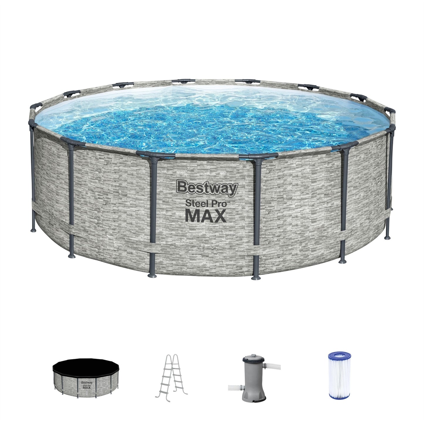 Bestway Steel Pro MAX Round Above Ground Swimming Pool with Pump & Cover