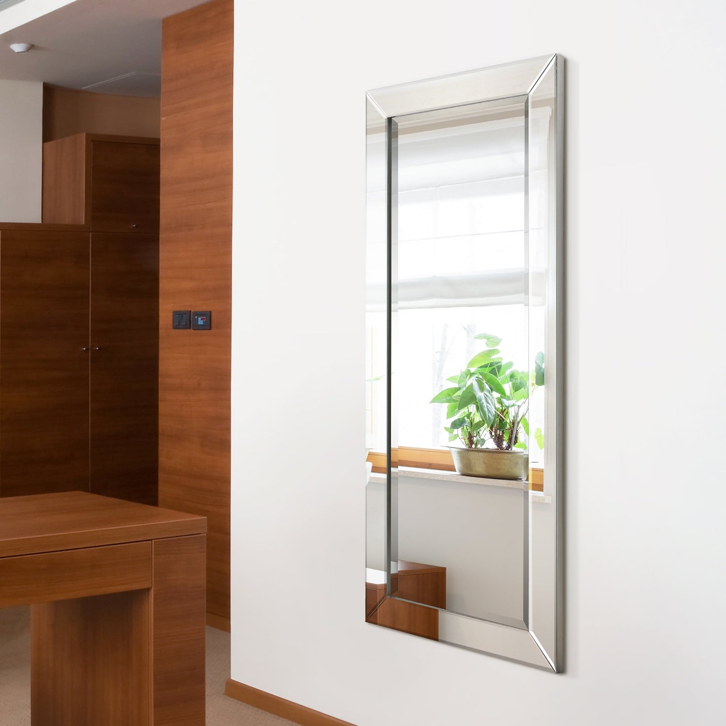 Beveled Rectangular Clear HD Wall Mounted Mirror for Bathroom, Vanity, Bedroom Mirrors, 3 sizes