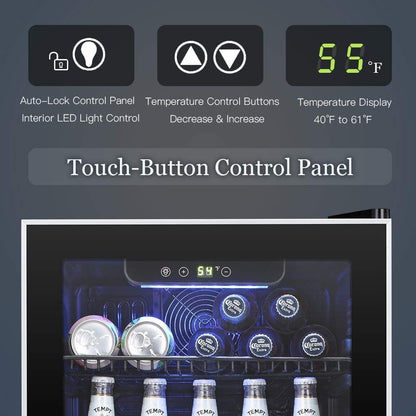 Beverage Refrigerator Cooler - 120 Can Mini Fridge Glass Door