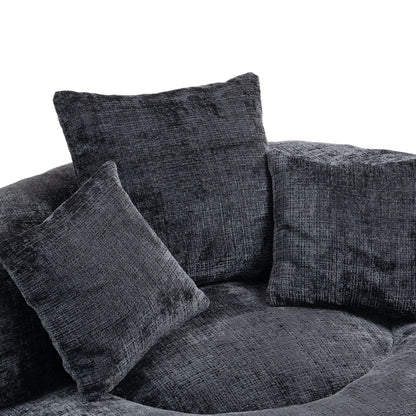 Black Oversized 42.52 Chenille Lazy Bean Bag Single Sofa with Three Pillows for Bedroom