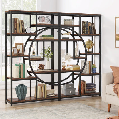Bookshelf 5 Shelf Industrial Etagere Bookcase for Bedroom, Living Room, Home Office