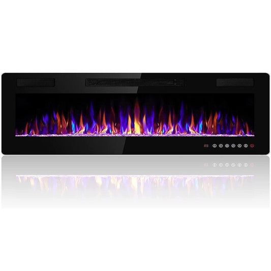 Bossin 30 to 72 inch Electric Fireplace Ultra-Thin and Silence Linear Recessed Wall Mounted Fireplace with Remote Control
