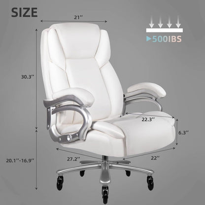 Bossin Big and Tall Executive Office Chair,500LBS Adjustable Lumbar Support Ergonomic Chair with High Back PU Leather Computer
