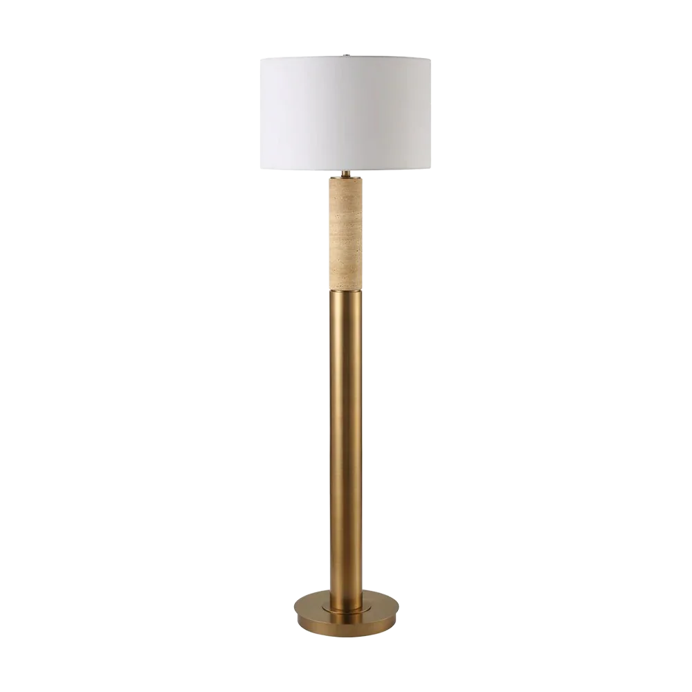 Bravertine Floor Lamp Gold & Travertine