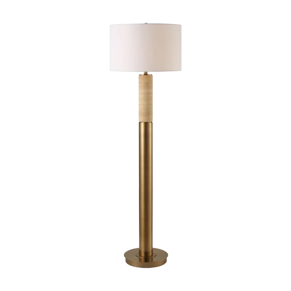 Bravertine Floor Lamp Gold & Travertine