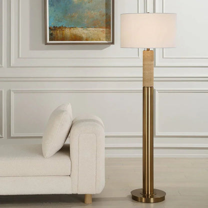 Bravertine Floor Lamp Gold & Travertine