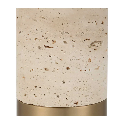 Bravertine Table Lamp Gold & Travertine