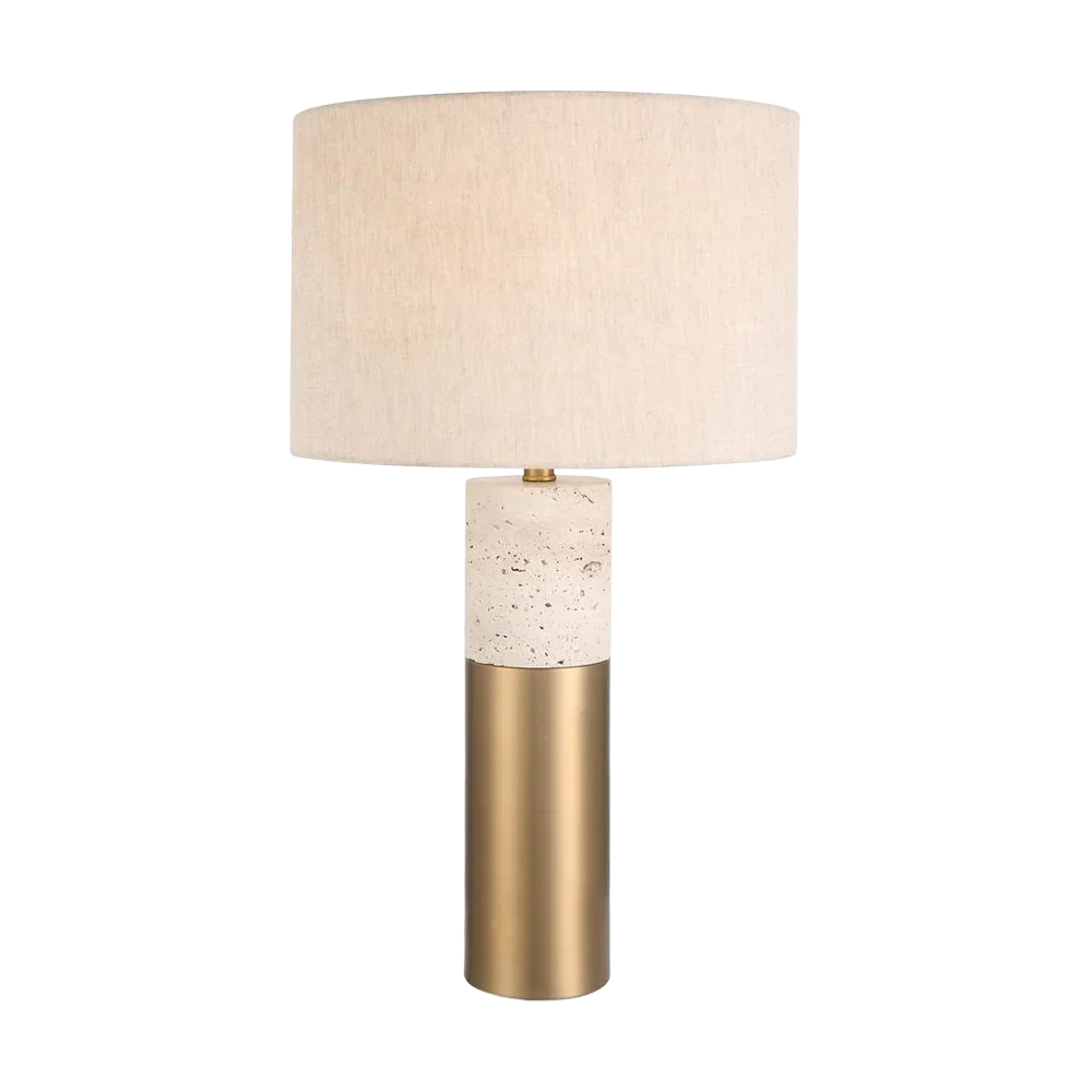Bravertine Table Lamp Gold & Travertine