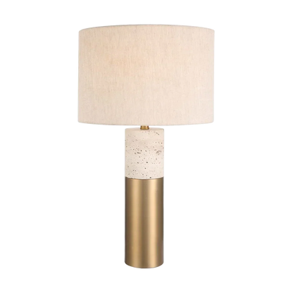 Bravertine Table Lamp Gold & Travertine