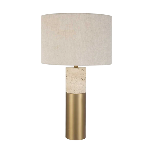 Bravertine Table Lamp Gold & Travertine