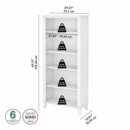 Bush Furniture Somerset Tall 5 Shelf Bookcase with Adjustable Shelves